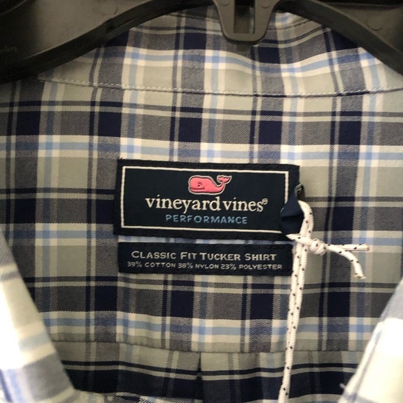New Vineyard Vines Blue White Plaid Button Down Shirt XXL - Picture 5 of 10